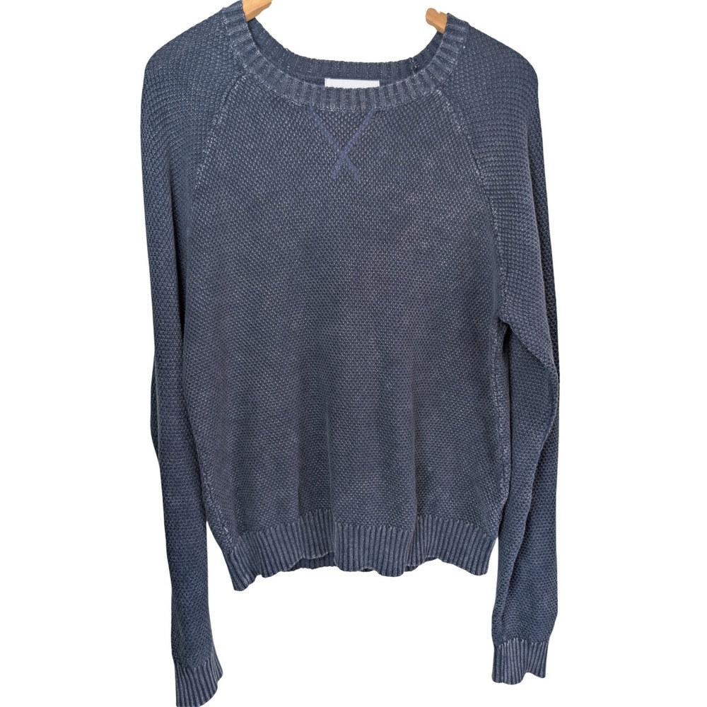 Thomas Sterling Waffle Knit Sweater Mens M Slate Blue Cotton Coastal Preppy